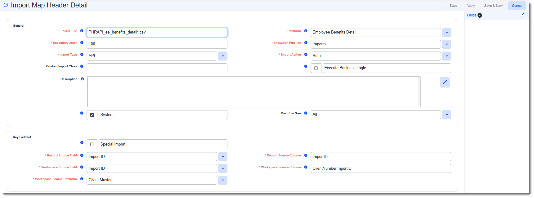 Employee Benefits Import Map Header for Initial Import