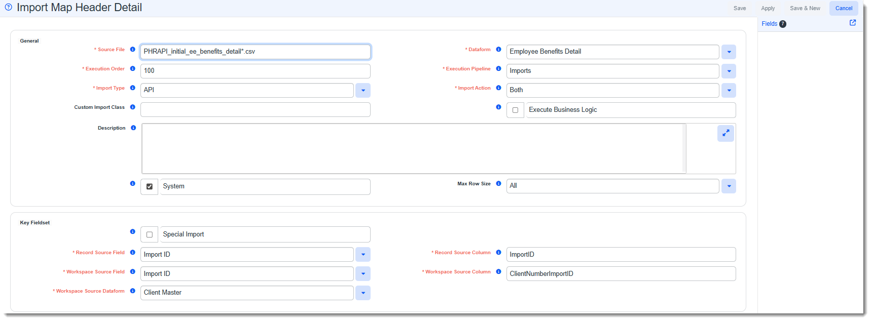 Employee Benefits Import Map Header for Ongoing Imports