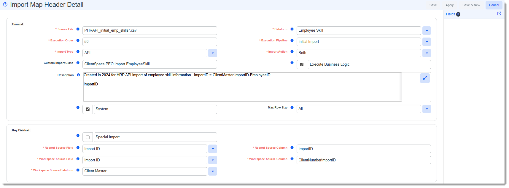 Employee Benefits Import Map Header for Ongoing Imports