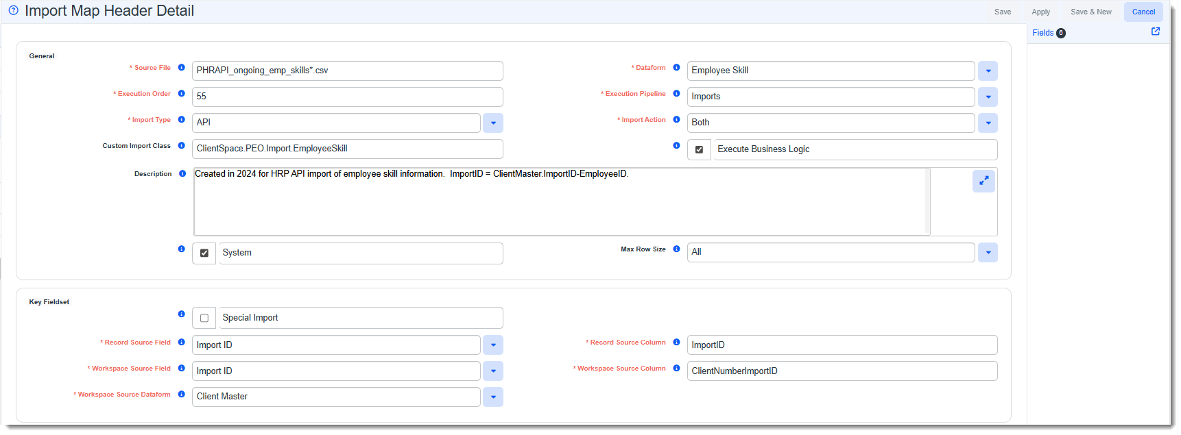 Employee Benefits Import Map Header for Ongoing Imports